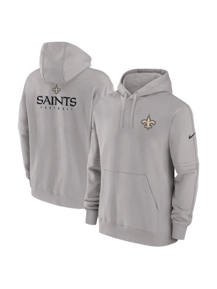 Nike Мужская серая флисовая толстовка с капюшоном New Orleans Saints Sideline Club