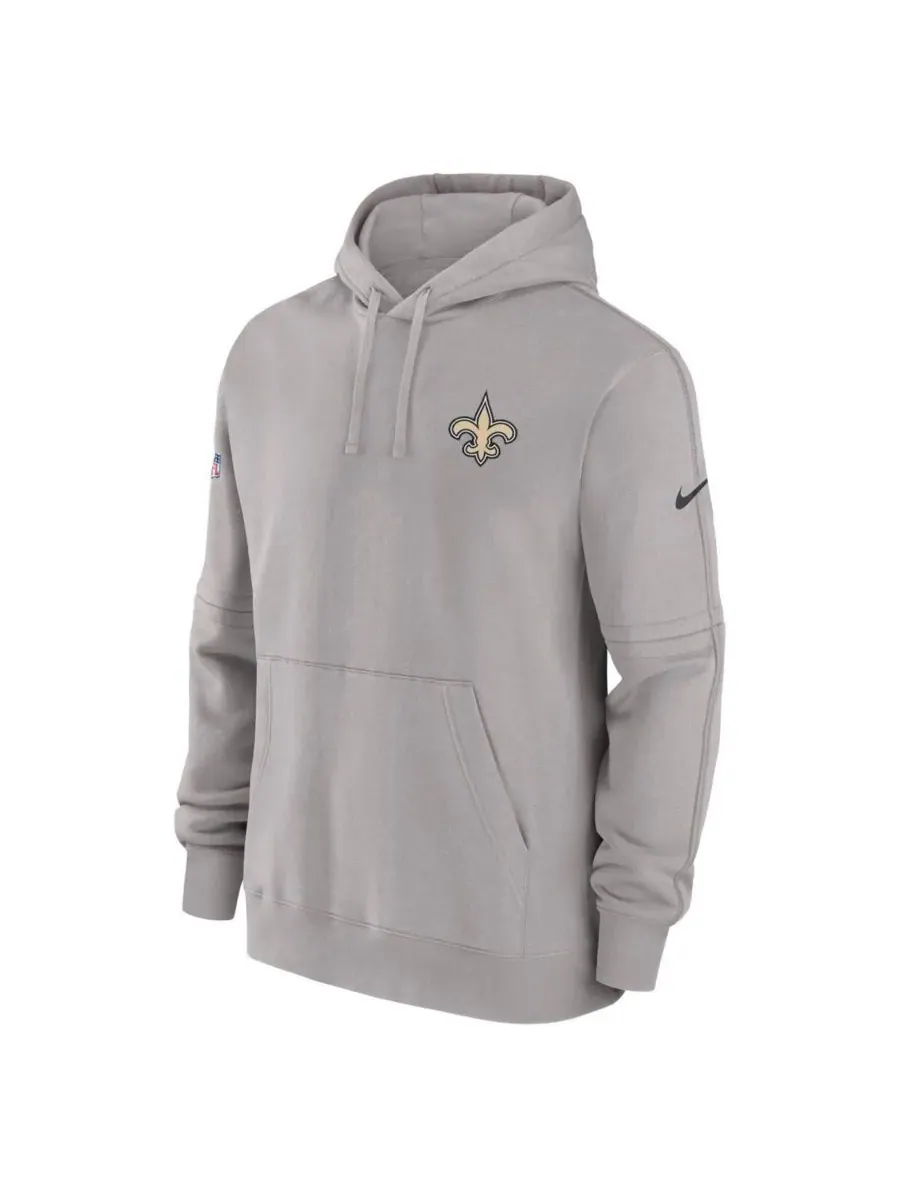 Nike Мужская серая флисовая толстовка с капюшоном New Orleans Saints Sideline Club — изображение 2 из 3, серый