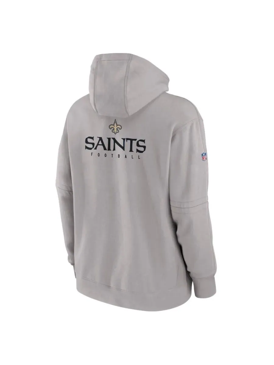 Nike Мужская серая флисовая толстовка с капюшоном New Orleans Saints Sideline Club — изображение 3 из 3, серый