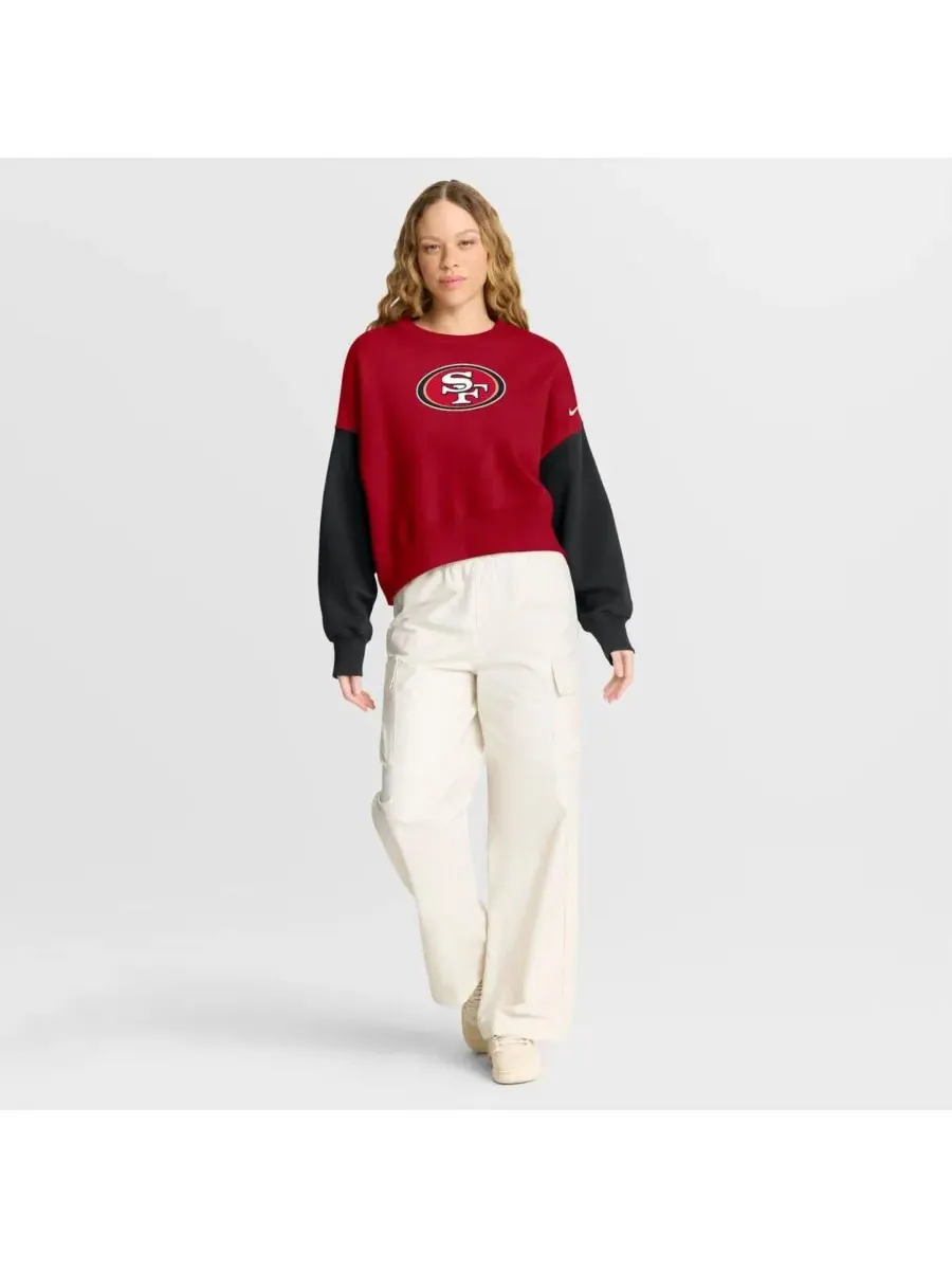 Женская алая толстовка-пуловер San Francisco 49ers оверсайз с цветными блоками Nike — изображение 3 из 5, алый