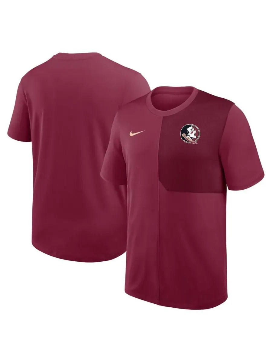 Мужская футболка Garnet Florida State Seminoles 2025 Sideline UV Performance Coach T-Shirt Nike