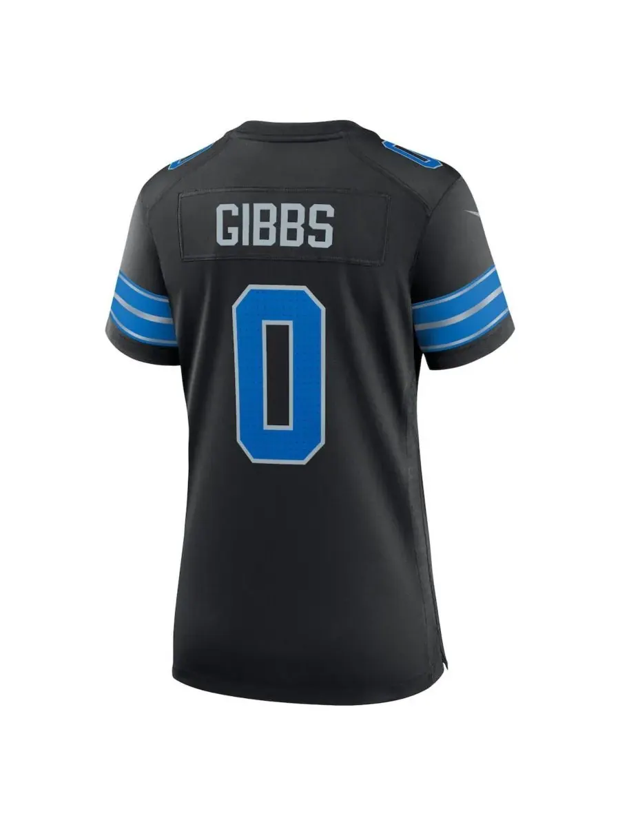 Nike Женская черная футболка Джамира Гиббса, запасного игрока команды Detroit Lions (второй матч) — изображение 2 из 3