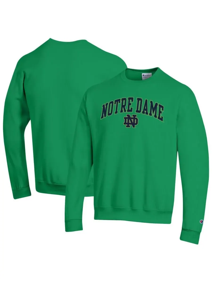 Champion Мужская зеленая толстовка с логотипом Notre Dame Fighting Irish Arch Over Logo