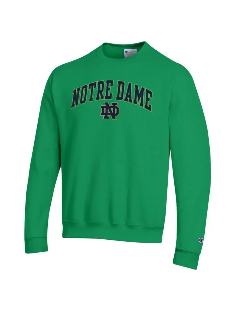 Champion Мужская зеленая толстовка с логотипом Notre Dame Fighting Irish Arch Over Logo — изображение 2 из 3, зеленый