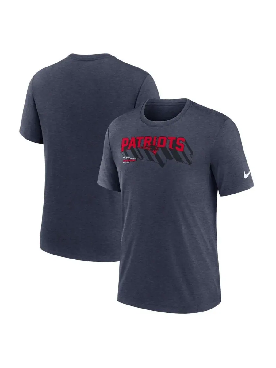 Nike Мужская футболка New England Patriots Long Pass Tri-Blend темно-синего цвета, цвет меланж