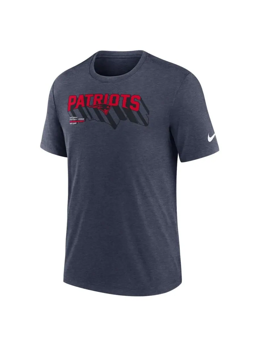 Nike Мужская футболка New England Patriots Long Pass Tri-Blend темно-синего цвета, цвет меланж — изображение 2 из 3