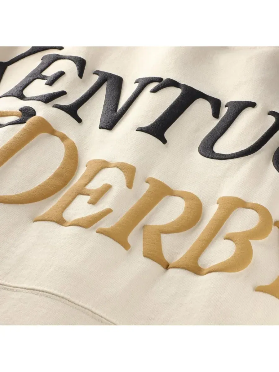 Мужская кремовая футболка с длинными рукавами в стиле "Кентуккийское дерби", свободного кроя — изображение 5 из 5, бежевый