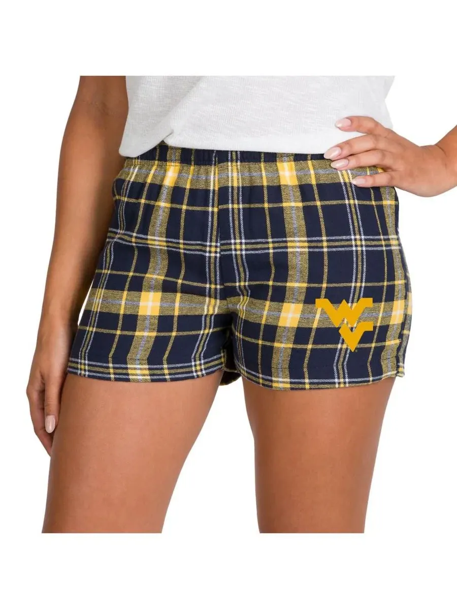 Женские фланелевые шорты West Virginia Mountaineers цвета сине-золотой Concepts Sport