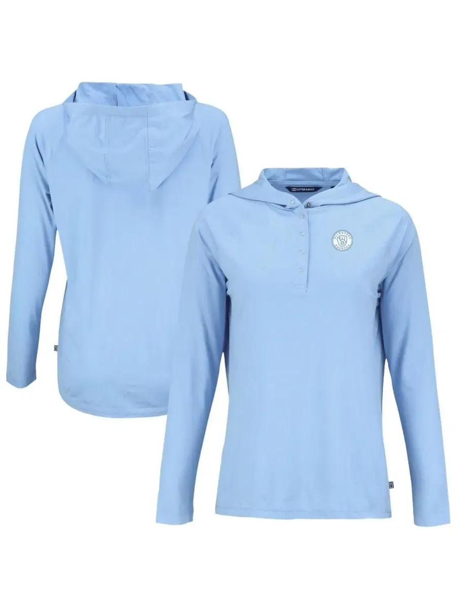 Женская футболка с длинными рукавами и капюшоном Milwaukee Brewers Coastline Epic Comfort Eco