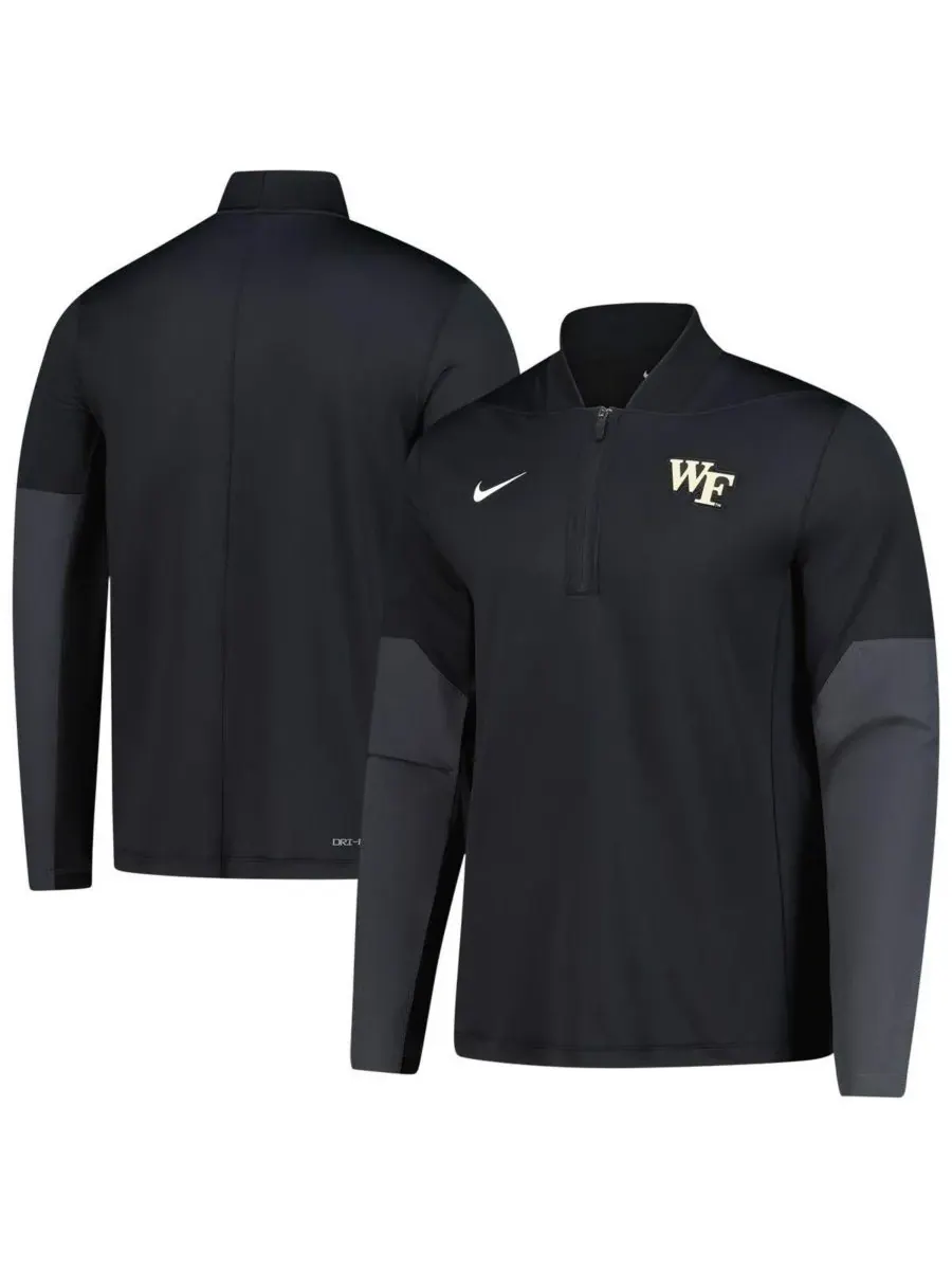 Nike Мужская черная толстовка Wake Forest Demon Deacons Dri-FIT с застежкой-молнией до середины