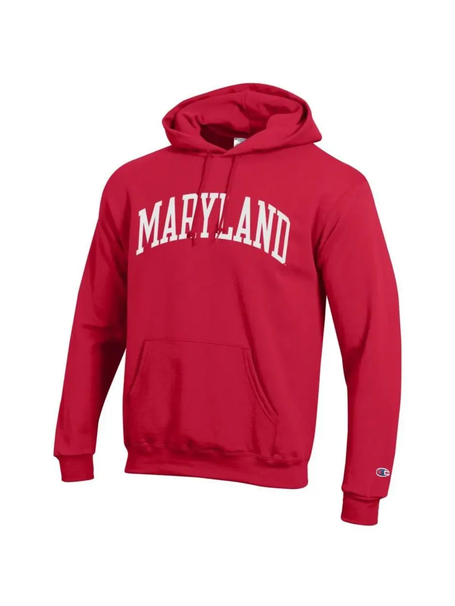 Champion Мужская красная толстовка с капюшоном Maryland Terrapins Basic Arch из флиса — изображение 2 из 3, красный