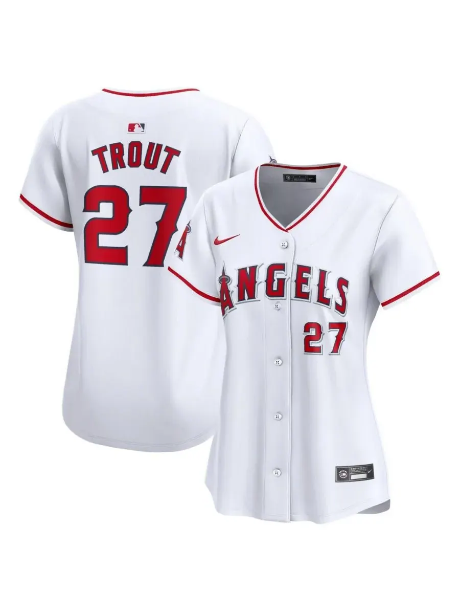 Nike Женская белая домашняя футболка игрока команды Los Angeles Angels Майка Траута (ограниченная