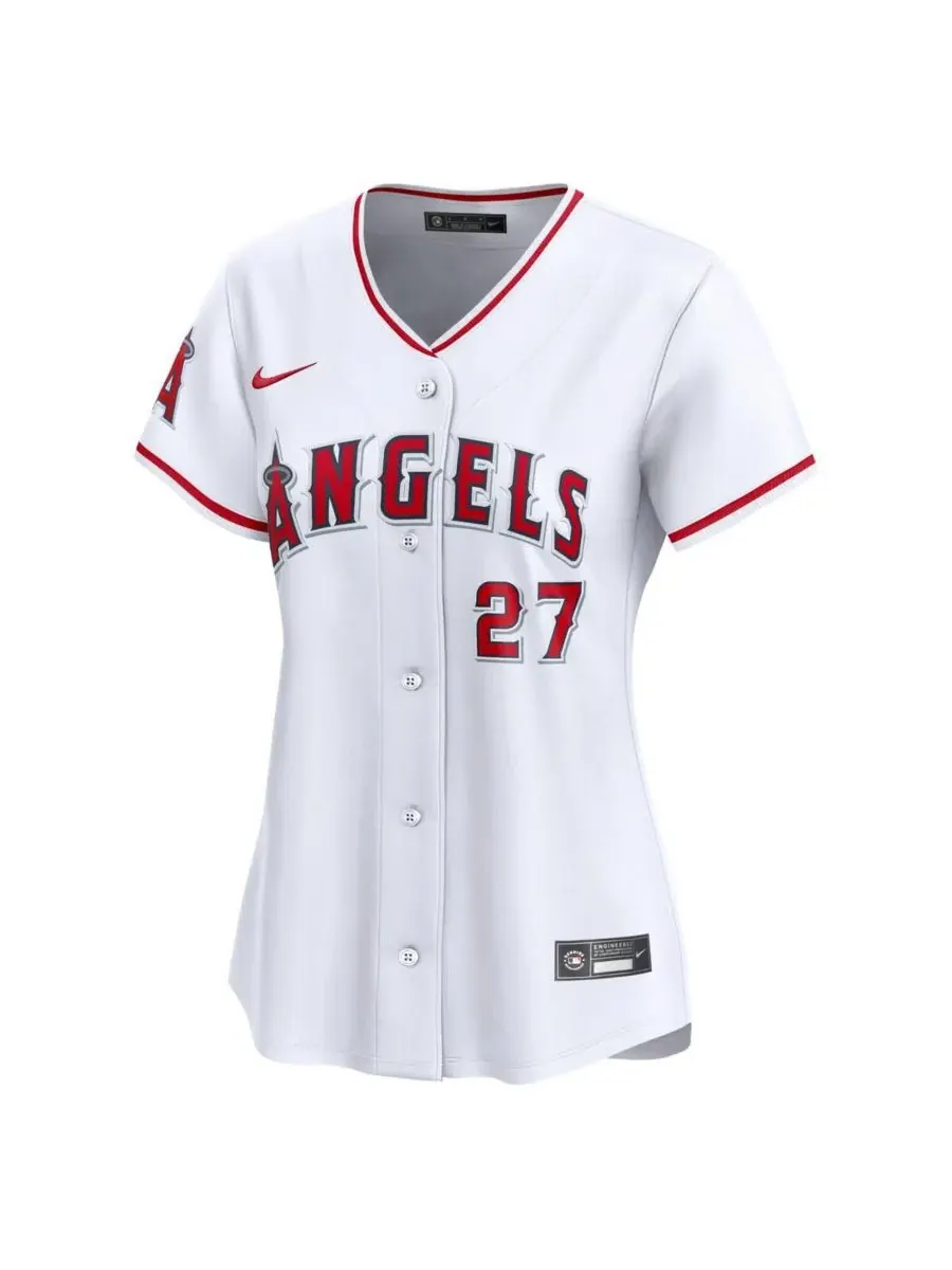 Nike Женская белая домашняя футболка игрока команды Los Angeles Angels Майка Траута (ограниченная — изображение 3 из 3, белый