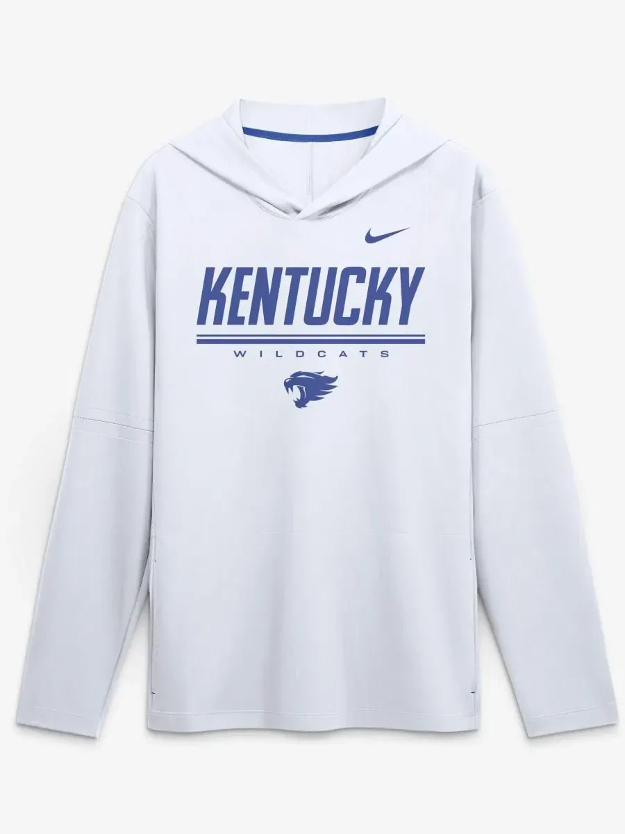 Мужской лонгслив с капюшоном с принтом Kentucky Wildcats 2026 Sideline Lightweight Dri-FIT Nike