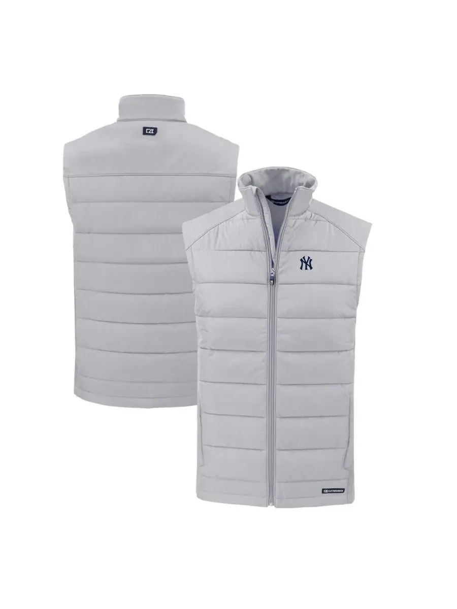 Мужской жилет без рукавов с принтом New York Yankees Evoke Hybrid Eco Softshell Full-Zip Cutter &