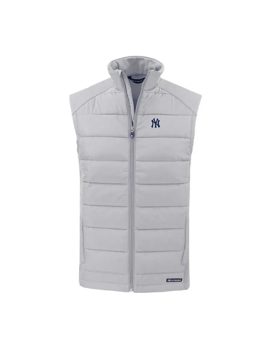 Мужской жилет без рукавов с принтом New York Yankees Evoke Hybrid Eco Softshell Full-Zip Cutter & — изображение 3 из 3, серый