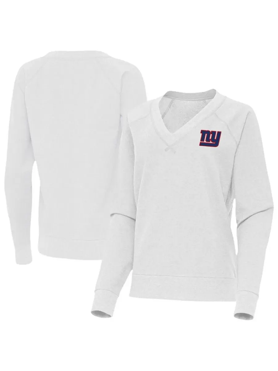 Женская футболка с длинным рукавом и V-образным вырезом New York Giants Varsity Tri-Blend Antigua