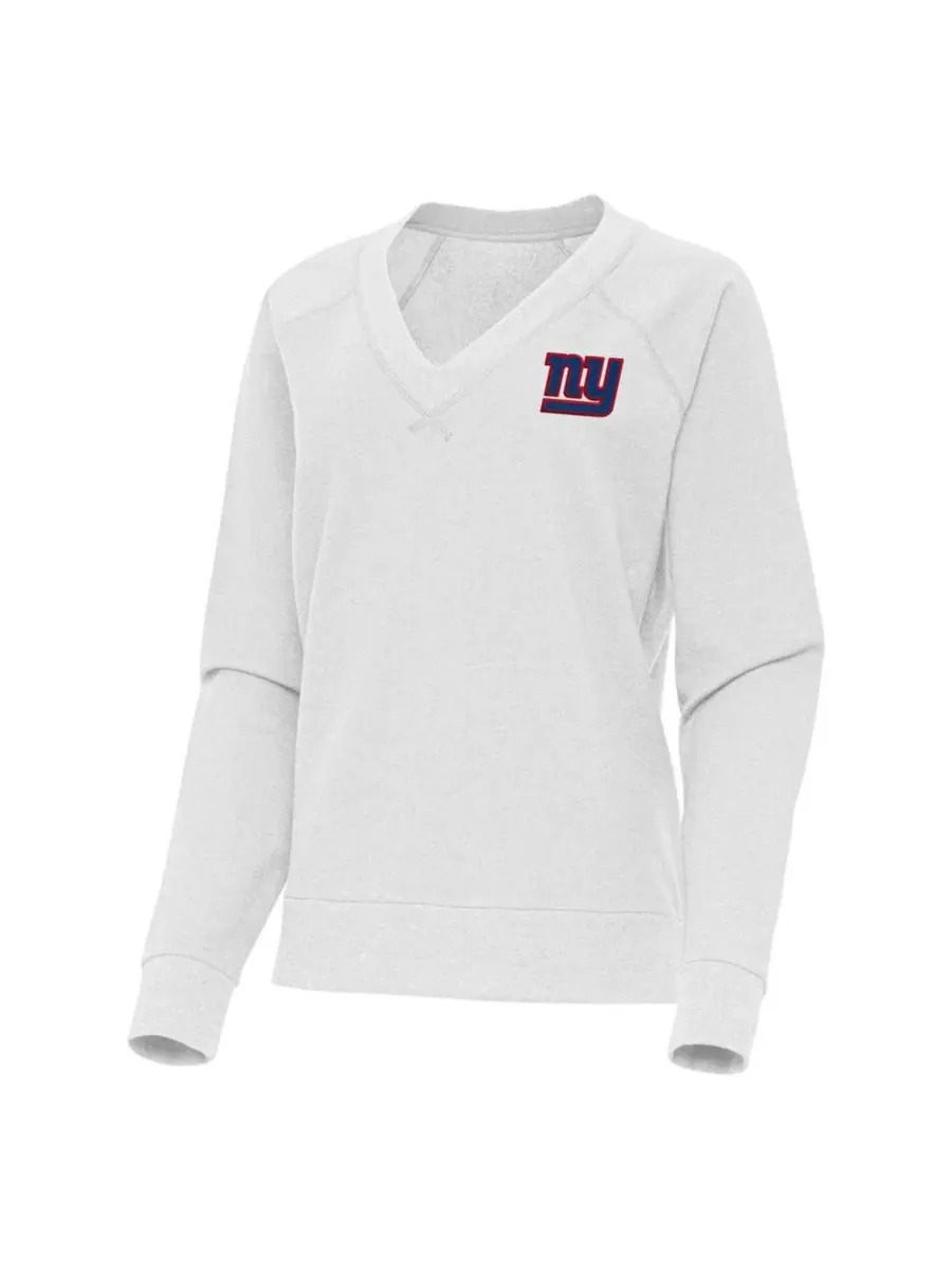 Женская футболка с длинным рукавом и V-образным вырезом New York Giants Varsity Tri-Blend Antigua — изображение 2 из 3, серый