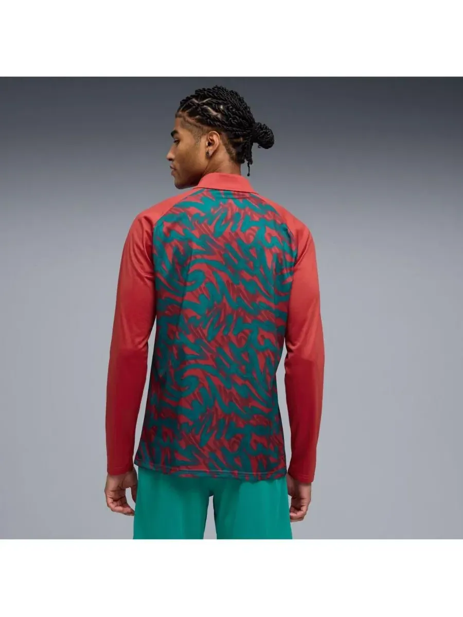 Лонгслив с длинным рукавом Red Portugal National Team Pre-Match Quarter-Zip Puma — изображение 2 из 5, красный зеленый