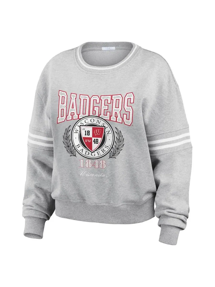Свитшот-пуловер с принтом Wisconsin Badgers WEAR by Erin Andrews — изображение 2 из 4, серый