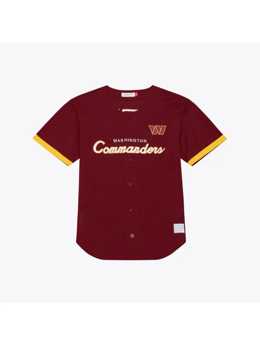 Футболка с полной застежкой на пуговицы, с сетчатой тканью, Washington Commanders Mitchell & Ness