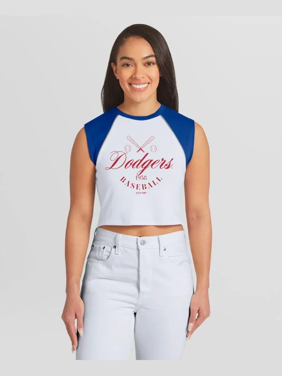 Женский топ-реглан с принтом Los Angeles Dodgers Cooperstown WEAR by Erin Andrews