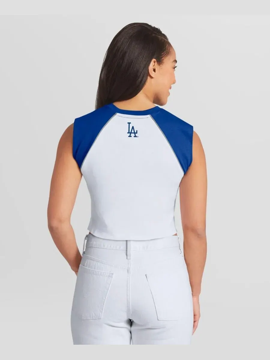 Женский топ-реглан с принтом Los Angeles Dodgers Cooperstown WEAR by Erin Andrews — изображение 2 из 2, белый
