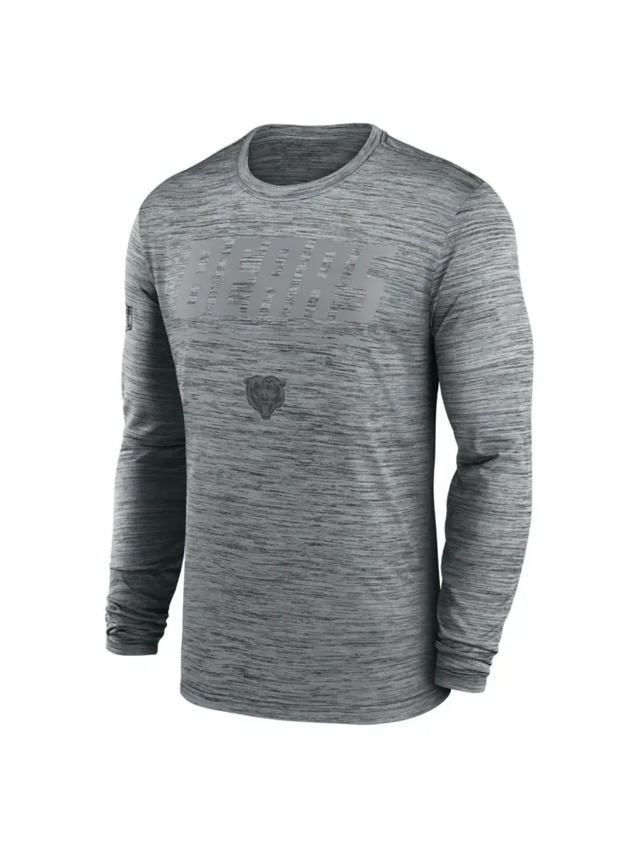 Футболка с длинным рукавом Dri-FIT с принтом Chicago Bears Sideline Offensive Transition Velocity — изображение 2 из 3, серый
