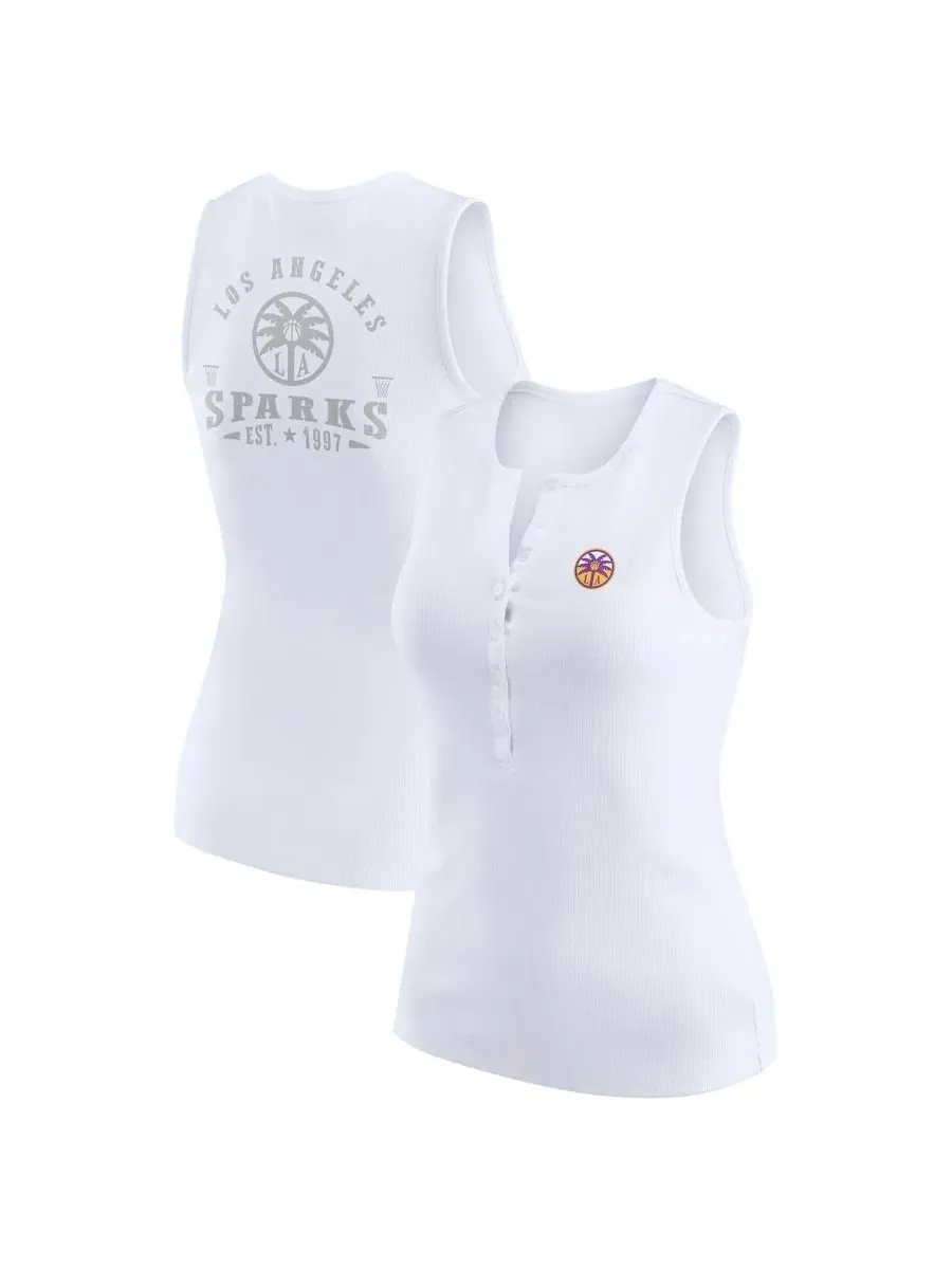Женский топ-борцовка с принтом Los Angeles Sparks Rib-Knit Henley Tank Top WEAR by Erin Andrews