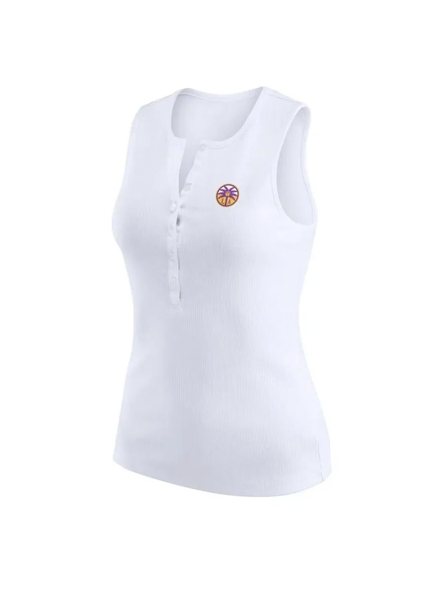 Женский топ-борцовка с принтом Los Angeles Sparks Rib-Knit Henley Tank Top WEAR by Erin Andrews — изображение 2 из 5, белый