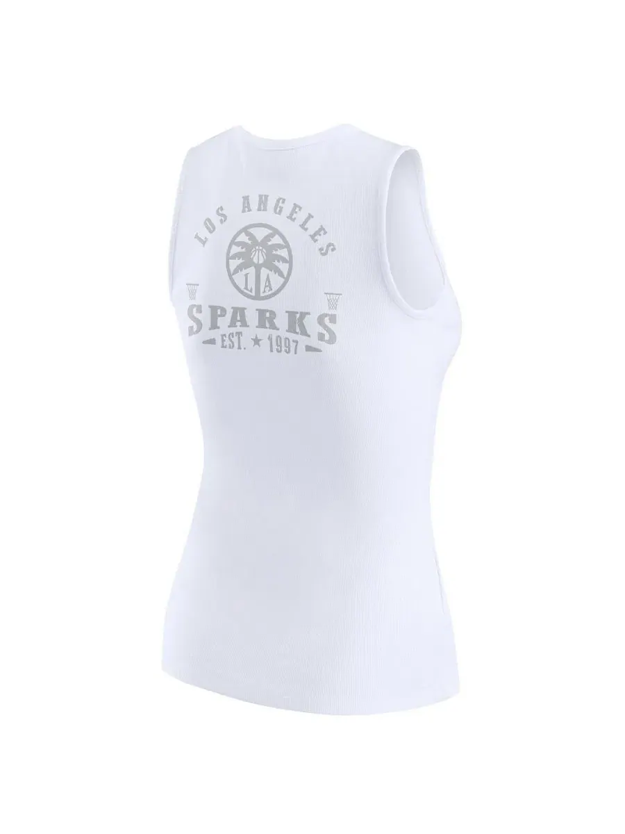 Женский топ-борцовка с принтом Los Angeles Sparks Rib-Knit Henley Tank Top WEAR by Erin Andrews — изображение 3 из 5, белый