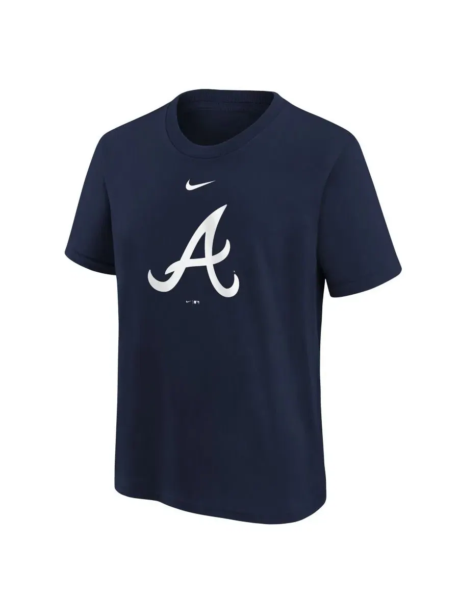 Футболка с длинным рукавом с принтом логотипа Atlanta Braves Nike — изображение 2 из 3, темно-синий