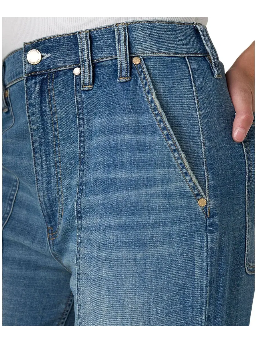 Джинсы прямого кроя с высокой посадкой и манжетами Petite High-Waisted Straight-Leg Relaxed Jeans — изображение 2 из 4