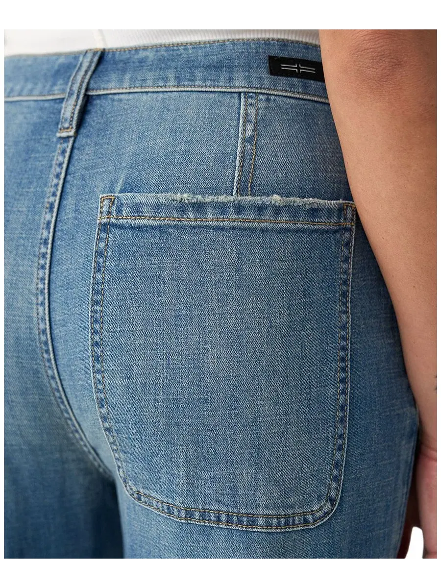 Джинсы прямого кроя с высокой посадкой и манжетами Petite High-Waisted Straight-Leg Relaxed Jeans — изображение 3 из 4