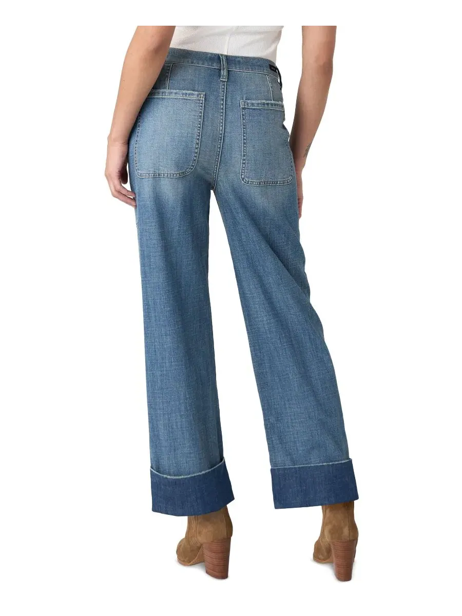 Джинсы прямого кроя с высокой посадкой и манжетами Petite High-Waisted Straight-Leg Relaxed Jeans — изображение 4 из 4