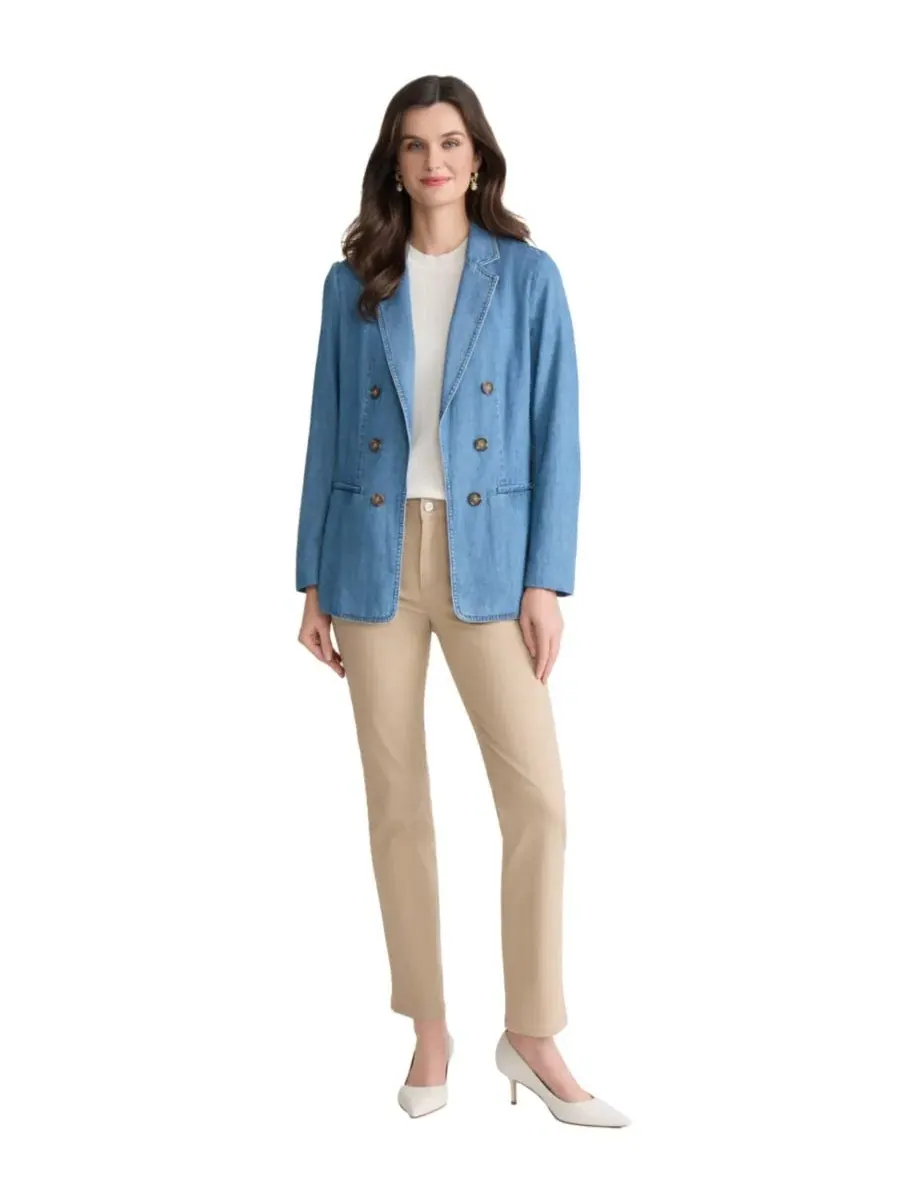 Блейзер без подкладки с открытым передом, модель Faux Double Breasted Jones New York, Phoenix Wash — изображение 2 из 3