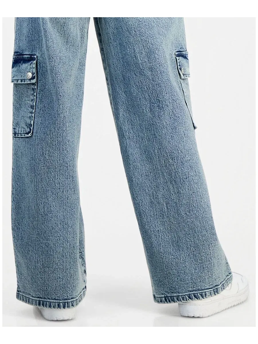 Джинсы с широкой штаниной и карго-карманами, модель Mid-Rise Wide-Leg Cargo Celebrity Pink, Penora — изображение 11 из 11