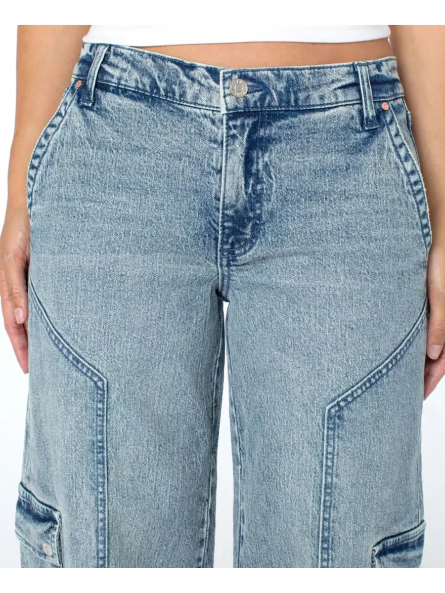 Джинсы с широкой штаниной и карго-карманами, модель Mid-Rise Wide-Leg Cargo Celebrity Pink, Penora — изображение 5 из 11