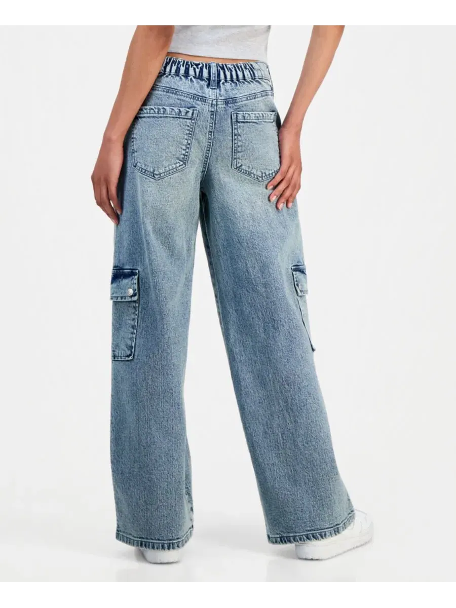 Джинсы с широкой штаниной и карго-карманами, модель Mid-Rise Wide-Leg Cargo Celebrity Pink, Penora — изображение 7 из 11