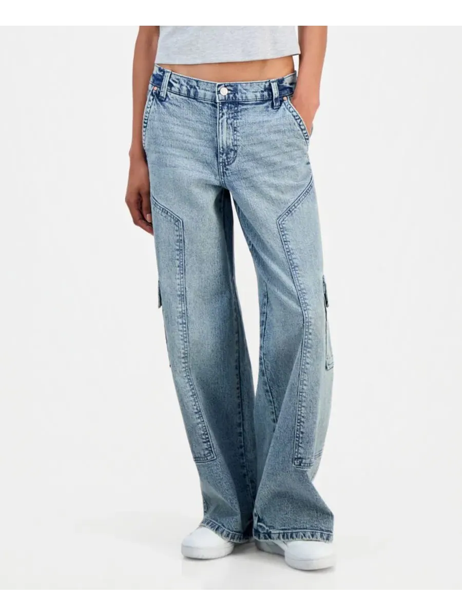 Джинсы с широкой штаниной и карго-карманами, модель Mid-Rise Wide-Leg Cargo Celebrity Pink, Penora — изображение 8 из 11