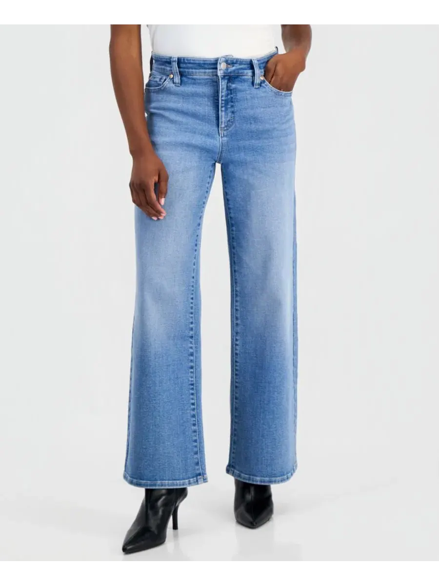 Джинсы с высокой посадкой и широкими штанинами, Petite High-Rise Wide-Leg Jeans I.N.C — изображение 2 из 8