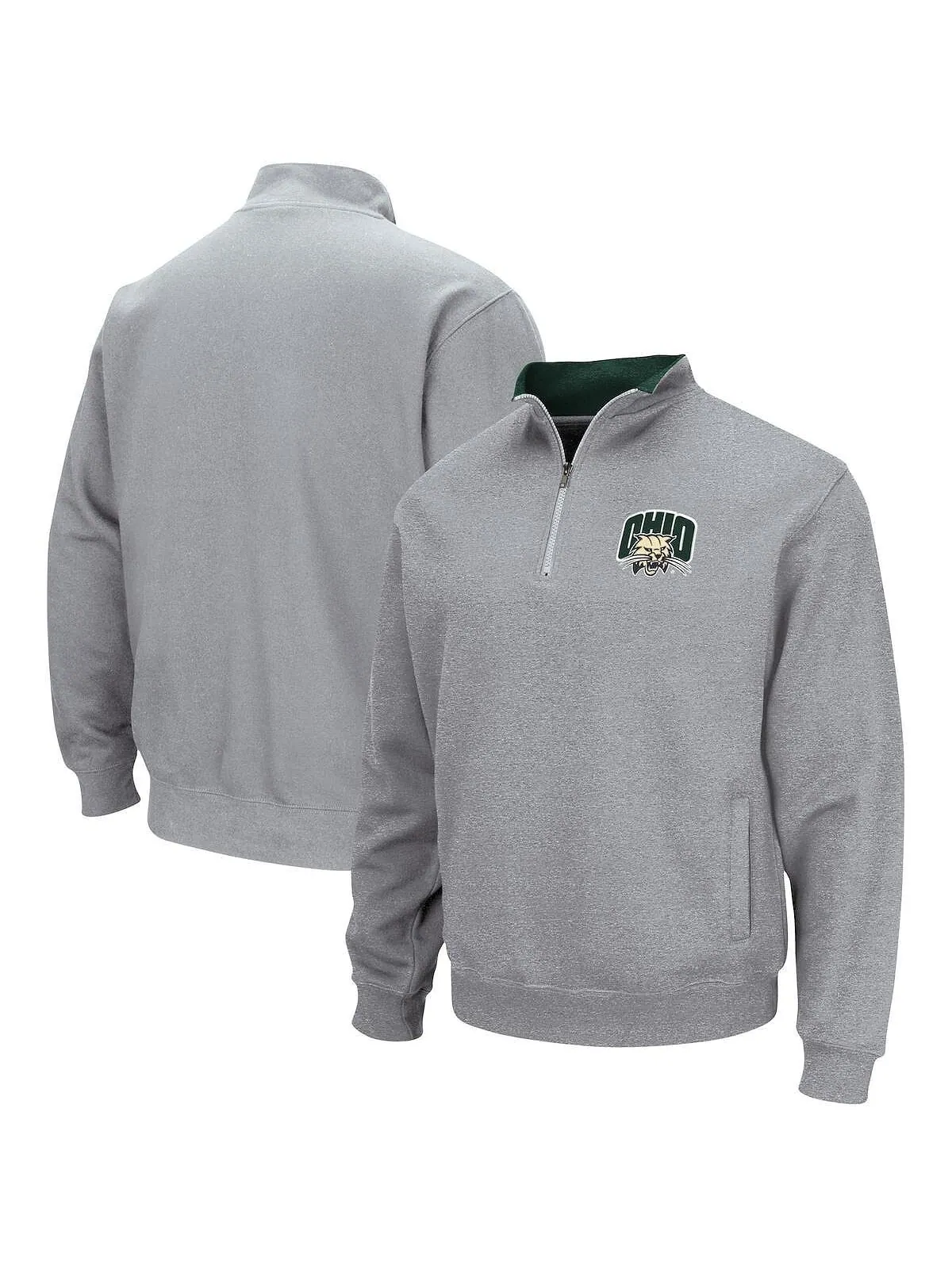 Мужская серая куртка ohio bobcats tortugas team logo с молнией на четверть с логотипом Colosseum