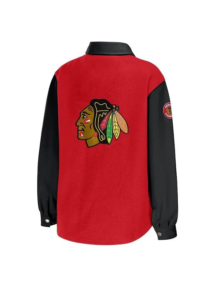 Женская красно-черная куртка-рубашка на пуговицах Chicago Blackhawks с цветными блоками WEAR by — изображение 2 из 2