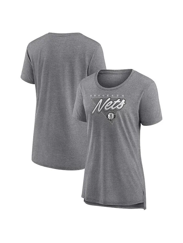 Женская серая футболка с принтом Brooklyn Nets True Classics Tri-Blend Fanatics — изображение 2 из 4