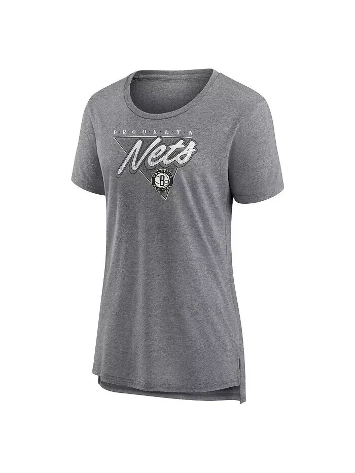 Женская серая футболка с принтом Brooklyn Nets True Classics Tri-Blend Fanatics — изображение 3 из 4