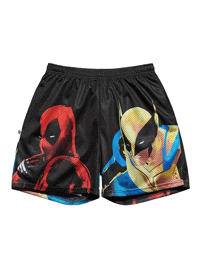 Мужские черные шорты Deadpool Wolverine Color Pop Retro Chalk Line — изображение 2 из 3