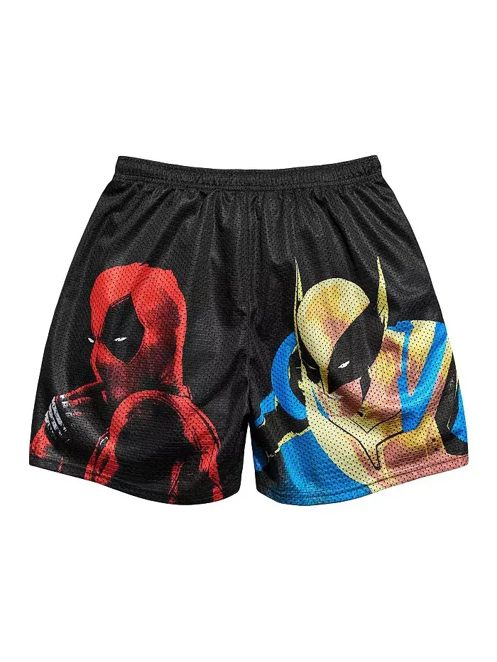 Мужские черные шорты Deadpool Wolverine Color Pop Retro Chalk Line — изображение 3 из 3