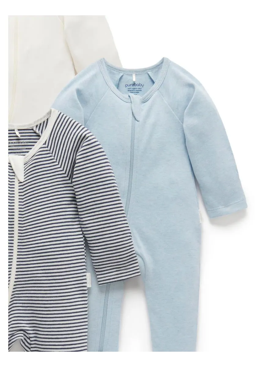 Комплект из 4 детских комбинезонов на молнии для мальчиков Purebaby, Vanilla nautical — изображение 4 из 6