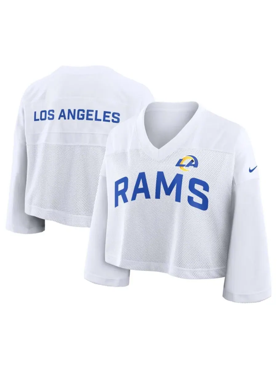 Женская футболка с V-образным вырезом, укороченная, с принтом, Los Angeles Rams Nike