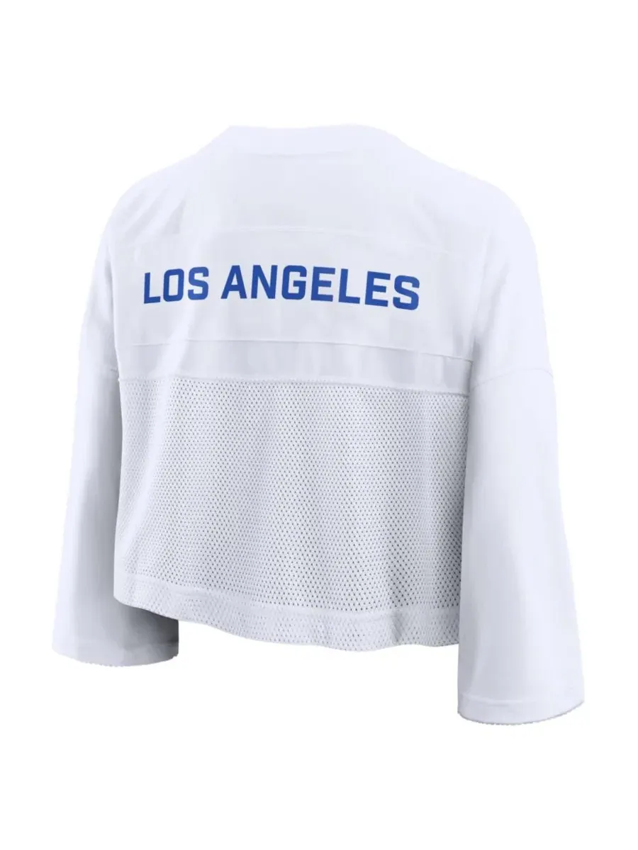 Женская футболка с V-образным вырезом, укороченная, с принтом, Los Angeles Rams Nike — изображение 3 из 3, белый